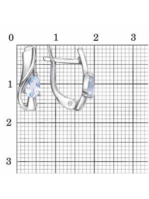 Серьги серебро 925 пробы, покрытие - родирование, вставка - голубой топаз (полудрагоценный камень)
