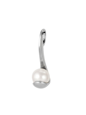 Подвеска бижутерия, покрытие - серебрение с оксидированием, вставка - имитация жемчуга