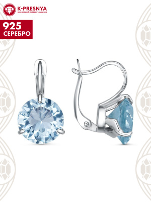 Серьги серебро 925 пробы, покрытие - родирование, вставка - горный хрусталь собственной огранки