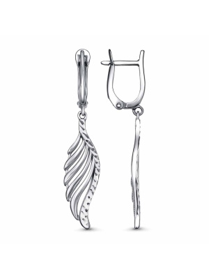 Серьги бижутерия, покрытие - серебрение с оксидированием, отделка - алмазная грань, без вставок