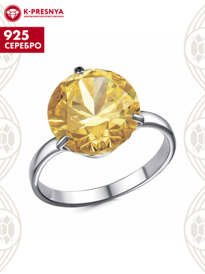 Кольцо серебро 925 пробы, покрытие - платинирование, вставка - фианит (недрагоценный камень)