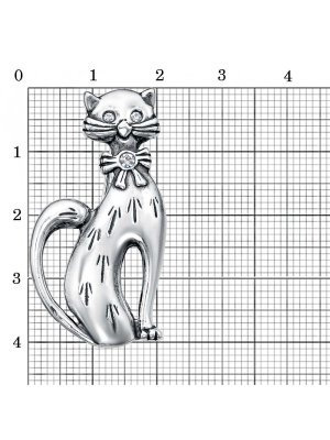 Брошь бижутерия, покрытие - серебрение с оксидированием, вставка - стекло ювелирное preciosa
