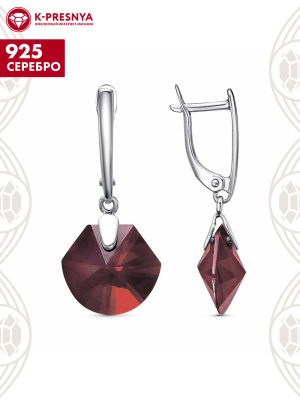 Серьги серебро 925 пробы, покрытие - платинирование, вставка - стекло ювелирное собственной огранки