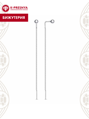 Серьга бижутерия, покрытие - платинирование, без вставок