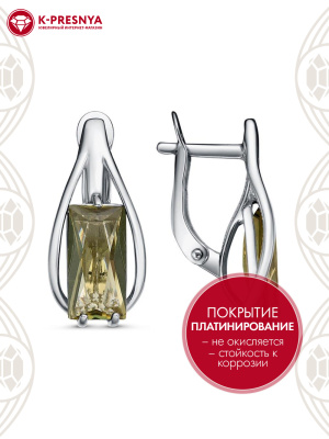 Серьги бижутерия, покрытие - платинирование, вставка - стекло ювелирное собственной огранки