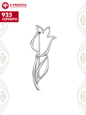 Брошь серебро 925 пробы, покрытие - платинирование, без вставок