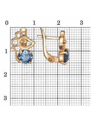 Серьги серебро 925 пробы, покрытие - золочение, вставка - искусственная шпинель