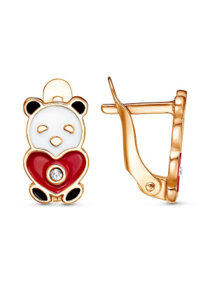 Серьги бижутерия, покрытие - золочение, отделка - эмаль, вставка - стекло ювелирное preciosa