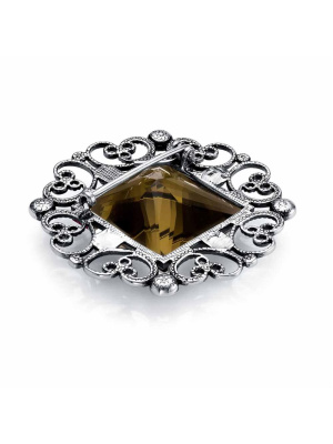 Брошь бижутерия, покрытие - серебрение с оксидированием