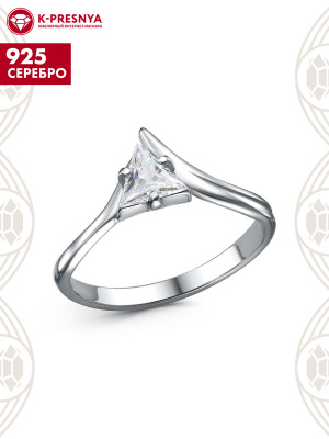 Кольцо серебро 925 пробы, покрытие - родирование, вставка - фианит (недрагоценный камень)