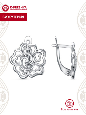 Серьги бижутерия, покрытие - платинирование, без вставок