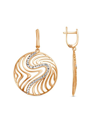 Серьги бижутерия, покрытие - золочение, отделка - алмазная грань, без вставок