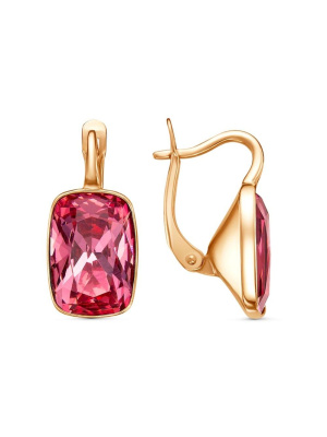 Серьги бижутерия, покрытие - золочение, вставка - ювелирное стекло европейской огранки