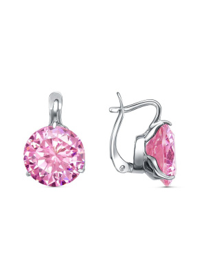 Серьги серебро 925 пробы, покрытие - родирование, вставка - фианит (недрагоценный камень)