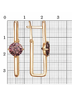 Серьги серебро 925 пробы, покрытие - золочение, вставка - фианит (недрагоценный камень)