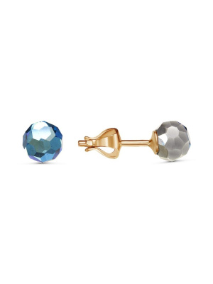 Серьги серебро 925 пробы, покрытие - золочение, вставка - стекло ювелирное preciosa