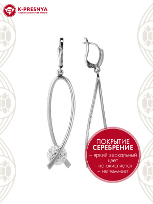 Серьги бижутерия, покрытие - серебрение с оксидированием, вставка - стекло ювелирное