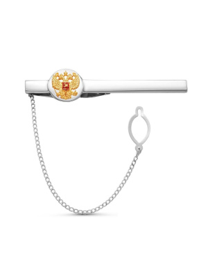 Зажим серебро 925 пробы, покрытие - оксидирование, выборочное золочение, отделка - эмаль, без вставок