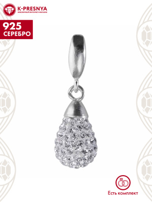 Подвеска серебро 925 пробы, без покрытия, вставка - стекло ювелирное preciosa