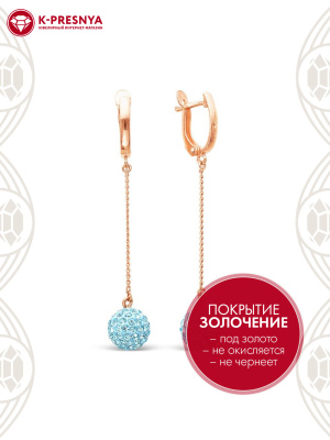 Серьги бижутерия, покрытие - золочение, вставка - стекло ювелирное