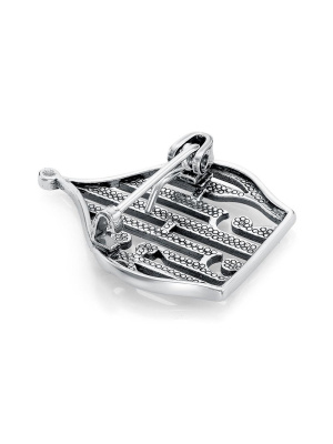 Брошь бижутерия, покрытие - серебрение с оксидированием, без вставок