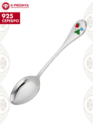 Ложка чайная "ягодка" серебро 925 пробы, без покрытия, отделка - эмаль, без вставок