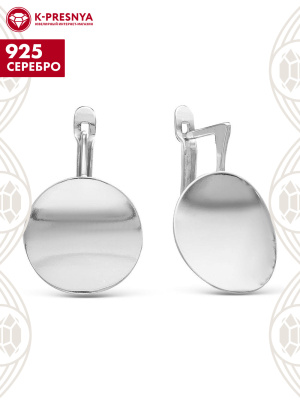Серьги серебро 925 пробы, покрытие - платинирование, без вставок