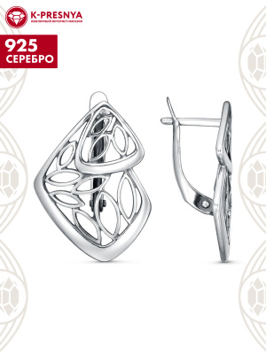 Серьги серебро 925 пробы, покрытие - оксидирование, без вставок