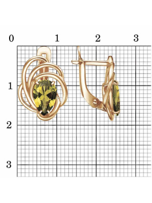 Серьги бижутерия, покрытие - золочение, вставка - фианит (недрагоценный камень)