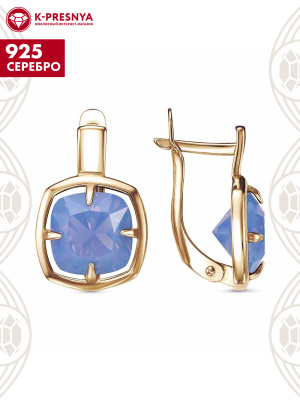 Серьги серебро 925 пробы, покрытие - золочение, вставка - ситалл собственной огранки