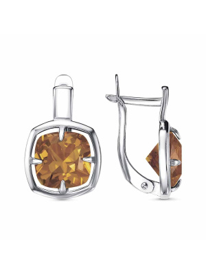 Серьги серебро 925 пробы, покрытие - платинирование, вставка - ситалл собственной огранки