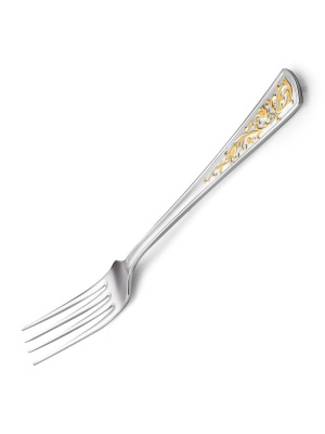 Вилка столовая "стиль" серебро 925 пробы, покрытие - выборочное золочение, без вставок