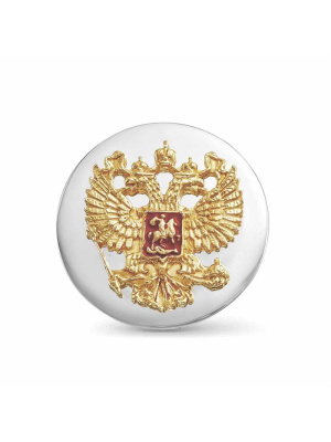 Значок серебро 925 пробы, покрытие - оксидирование, выборочное золочение, отделка - эмаль, без вставок