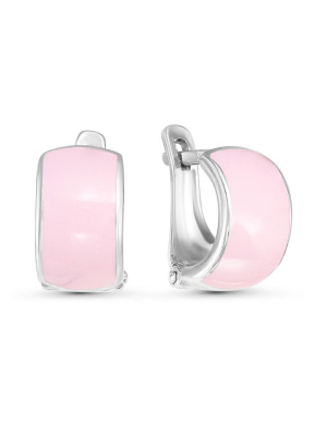 Серьги серебро 925 пробы, покрытие - родирование, отделка - эмаль, без вставок