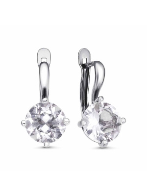 Серьги серебро 925 пробы, покрытие - оксидирование, вставка - горный хрусталь