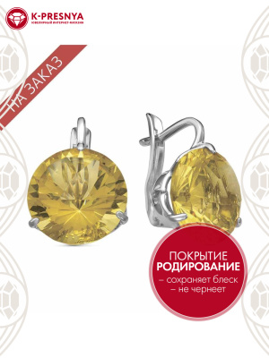 Серьги серебро 925 пробы, покрытие - родирование, вставка - стекло ювелирное собственной огранки