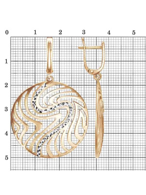 Серьги бижутерия, покрытие - золочение, отделка - алмазная грань, без вставок