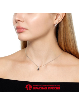 Подвеска серебро 925 пробы, покрытие - родирование, вставка - дымчатый кварц, фианит (недрагоценный камень)