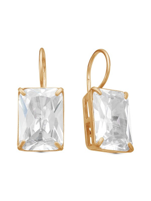 Серьги серебро 925 пробы, покрытие - золочение, вставка - фианит (недрагоценный камень)