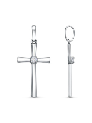 Подвеска бижутерия, покрытие - платинирование, вставка - фианит (недрагоценный камень)