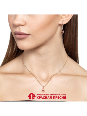 Серьги серебро 925 пробы, покрытие - золочение, вставка - фианит (недрагоценный камень)