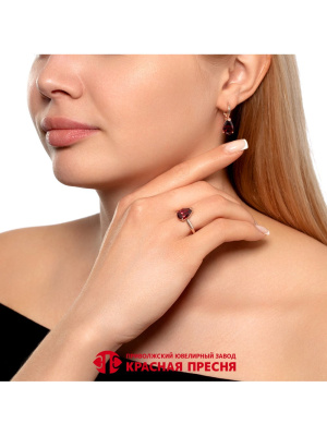 Серьги серебро 925 пробы, покрытие - золочение, вставка - фианит (недрагоценный камень)