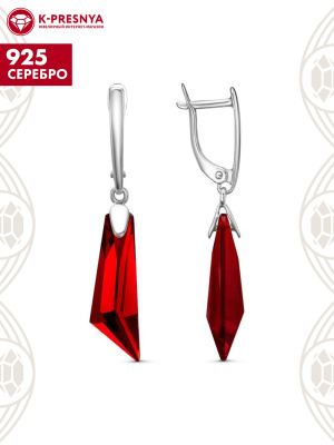 Серьги серебро 925 пробы, покрытие - платинирование, вставка - стекло ювелирное собственной огранки