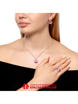 Серьги серебро 925 пробы, покрытие - родирование, вставка - фианит (недрагоценный камень)