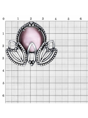Брошь бижутерия, покрытие - серебрение с оксидированием, вставка - искусственный кошачий глаз