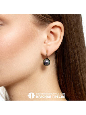 Серьги серебро 925 пробы, покрытие - золочение, вставка - имитация жемчуга