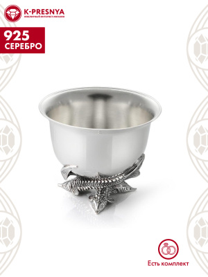 Икорница " рыбки" серебро 925 пробы, покрытие - оксидирование, без вставок