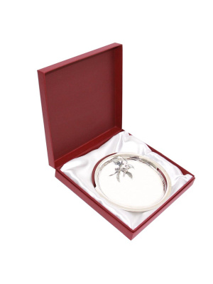 Поднос "с голубями" серебро 925 пробы, покрытие - оксидирование, без вставок