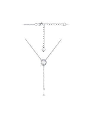 Колье серебро 925 пробы, покрытие - родирование, вставка - фианит (недрагоценный камень)