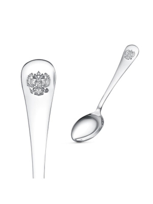 Ложка кофейная "герб" серебро 925 пробы, без покрытия, без вставок